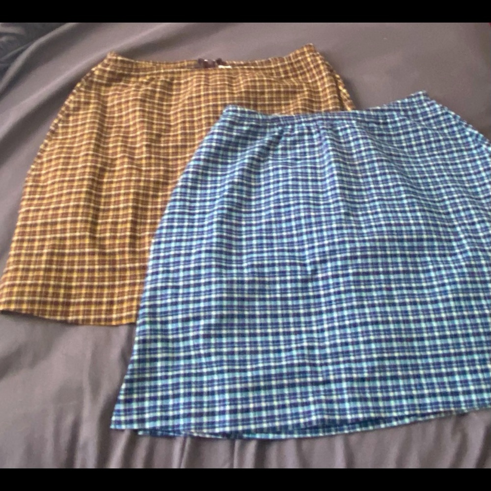 two vintage plaid mini skirts from the 2000s